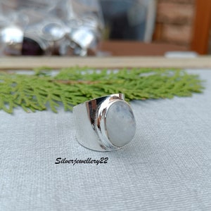 Handmade Moonstone Ring: 925 Sterling Silver Boho Jewelry