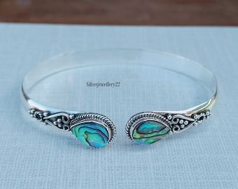 Handgemachter Armreif aus Abalone Sterlingsilber: Designer Damenschmuck