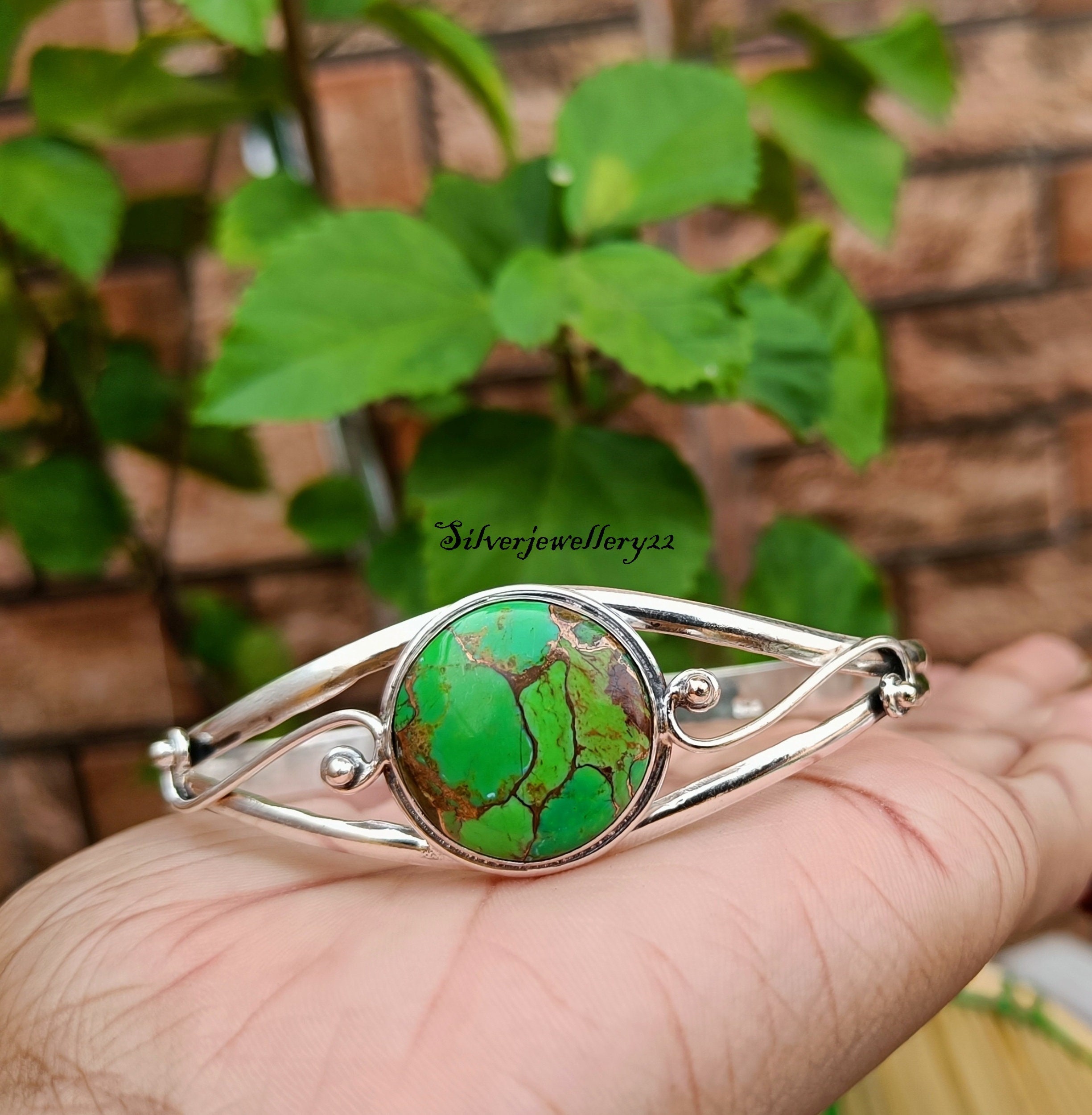 グリーンターコイズバングル　ブレスレット　シルバー　ヴィンテージ グリーンターコイズバングル ブレスレット シルバー ヴィンテージ