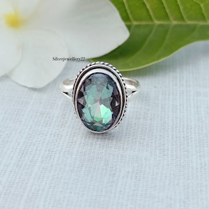 Handgemachte Mystic Topas Ring: Boho 925 Sterling Silber Edelstein