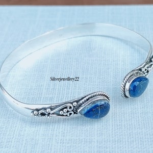 Natürlicher Lapis Lazuli Armreif, Designer Armreif, 925 Sterling Silber, Edelstein Armreif, Frauen Armreif, Hochzeit Armreif, schöner Armreif.