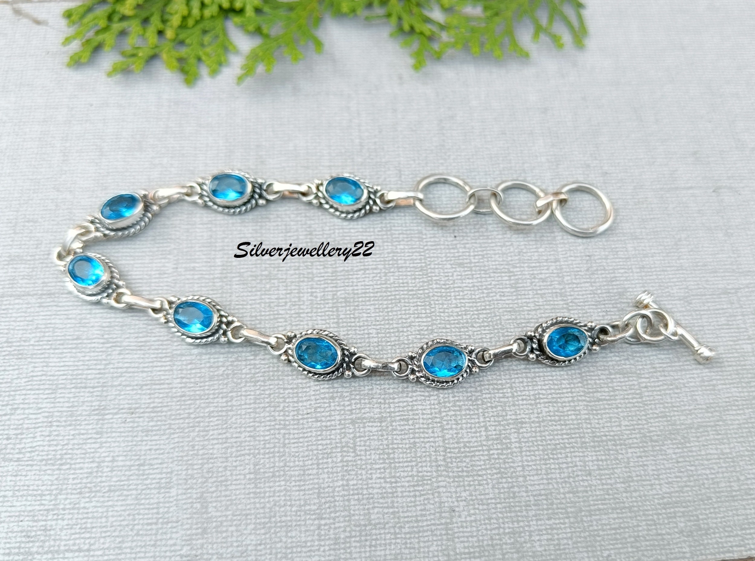 Bracelets Female Classic Bangle Studded With Vibrant Blue Topaz Sapphire   Diamonds Festivals Jewellery Type Bracelet