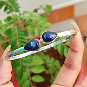 Lapis Lazuli Armreif, 925 Sterling Silber, Edelstein Armreif, Handgemachter Armreif, Designer Armreif, , Frauen Geschenk Schmuck, Geschenk für Weihnachten