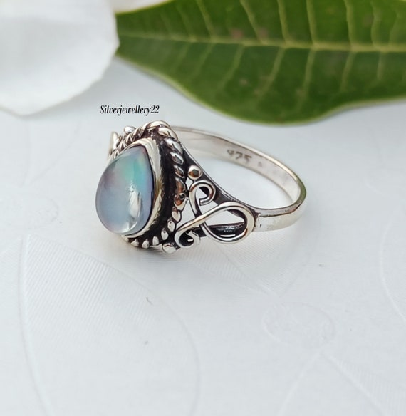 Handmade Opal Gemstone Ring: 925 Sterling Silver Wedding Jewelry