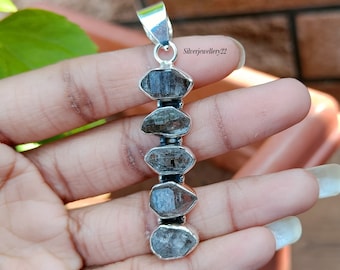 Sterling Silver Herkimer Diamond Pendant: Handmade 925 Jewelry