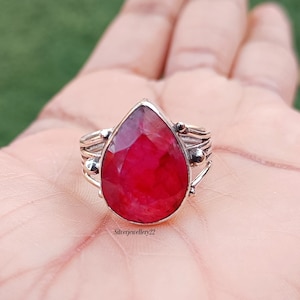 Anillo de rubí, anillo de plata 925, hermoso anillo, anillo de mujer, anillo bohemio, regalo para ella, anillo de bodas, anillo de diseñador, anillo de piedras preciosas, anillo elegante