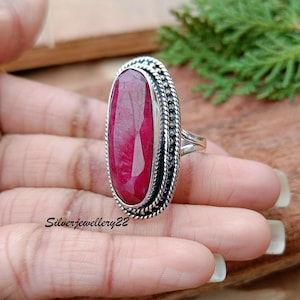Large Raw Ruby Ring, Beautiful Ruby ring, 925 Sterling Silver Ring, Ruby Stone Ring,Statement Silver Ring, Birthday Gift, Women&#39;s Gift Ring