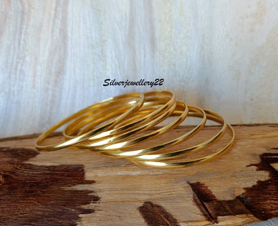 10Kt Rose Gold Polished Handmade 7 Bangles 