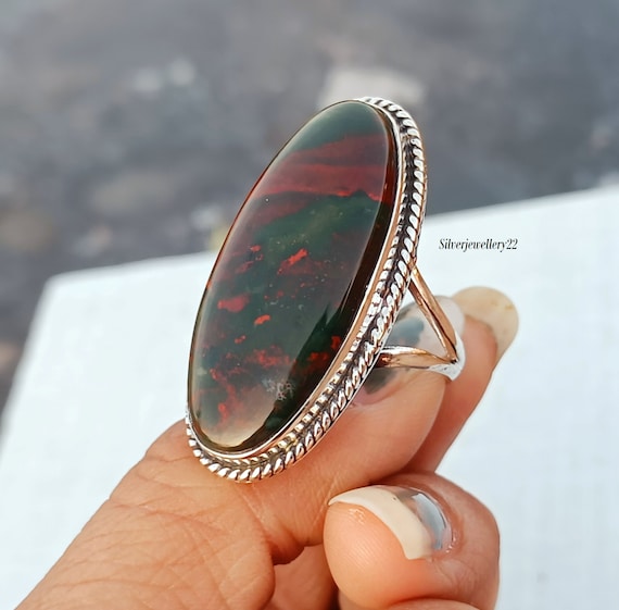 Handmade Boho Bloodstone Ring: 925 Sterling Silver - Etsy
