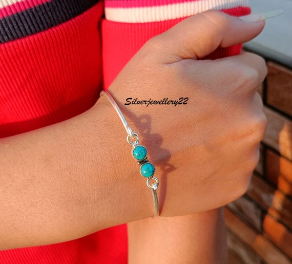 Bijoux d'Istanbul | Bracelet en argent avec goutte d'aigue-marine fait main