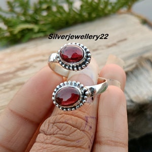 Red Garnet Ring, Solid 925 Sterling Silver, Natural Ring, Ring For Women, Handmade Ring,Stone Band Ring, Gift For Wedding, Anniversary Ring.