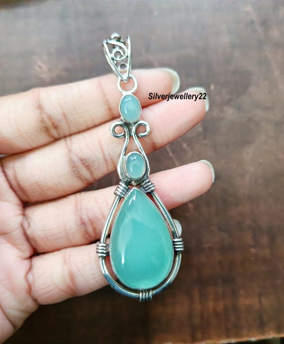 Collana Artigianale In Argento 925 Con Pietra Labradorite Blu Fuoco – 18 Pollici – Fatto A Mano In India