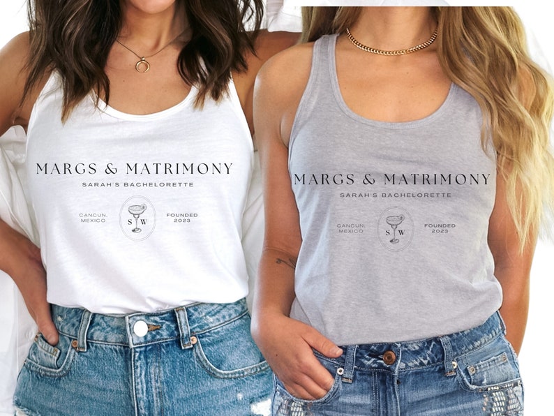 Custom Margs & Matrimony Minimalist Bachelorette Tank Top - Etsy