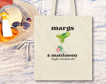 Margs and Matrimony Tote Bag Favor for Bridal Party Mexico Bachelorette Party Tote Bag Favors Party Bridal Party Cabo Cancun Tulum