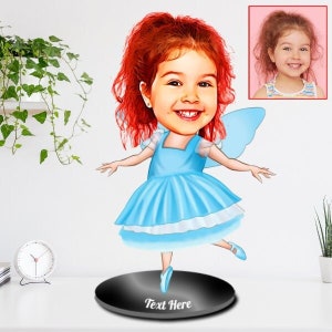 Berloque personalizado de caricatura de menina de fada, retrato de desenho animado de princesa personalizado da foto, presente de princesa, presente de bebê, faça você mesmo