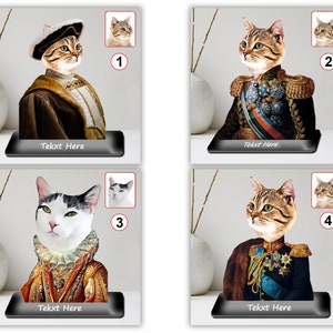 Bibelot de caricature de chat personnalisé, portrait de dessin animé personnalisé pour animaux de compagnie à partir de la photo, figurine de chat de la Renaissance, doodad de chat en bois, cadeau d’amoureux du chat