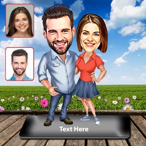 Personalisiertes Personalisiertes Paar Schmuckstück, Cartoon Verlobung vom Foto, personalisierte Karikatur Figur, Pärchen Geschenk, BFF Geschenk