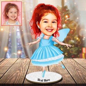 Baby Girl Gifts, Fairy Girl Caricature Trinket, Personalized Gifts, Toddler Cartoon Portrait from Photo, Custom Miniatures, Gift for Her