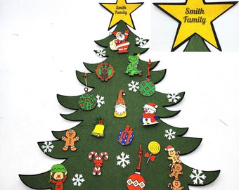 Personalized Felt Christmas Tree, Nursery Decor, Kids Room Decor, Felt Ornaments, Kids Play Tree, Gift for Toddler, Teen Girl Room Decor