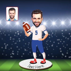 Miniatura di football americano personalizzata, ritratto sportivo da foto, mamma di calcio, gingillo di caricatura di papà, regalo minimalista, figurina di calcio
