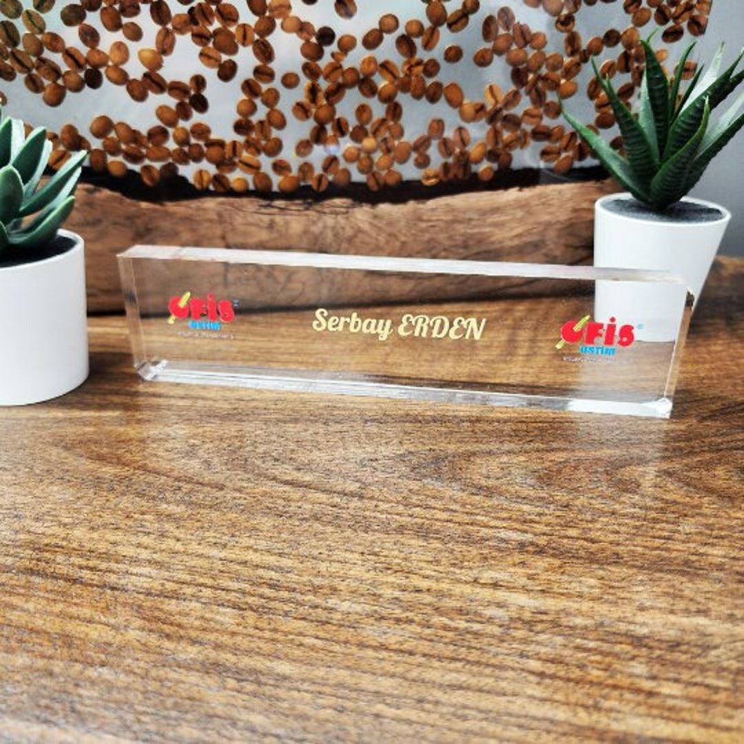 Personalized Name Plate With Logo, Custom Name Plate for Desk, Abstract