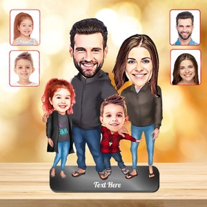 Family Gift, Mothers Day Gifts, Personalized Caricature Trinket, Custom Family Figurine, Cartoon Portrait, Wooden Family Gift, Handmade Gift