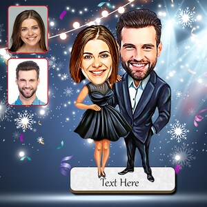 Gepersonaliseerde paar karikatuur Trinket, aangepaste houten cartoon beeldje portret formulier foto, miniatuur paren cadeau voor haar, cadeau voor hem