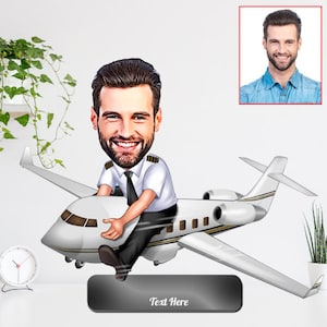 Personalized Pilot Caricature Trinket, Cartoon Pilot Portrait, Personalized Gifts, Men Pilot Gift, Aviation Gift, Airplane Gifts