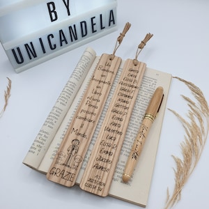Regalo Maestre Penna e Segnalibro in Legno personalizzati, Penna Personalizzata, Regalo insegnanti, Alunni scuola, penne a sfera con nome.