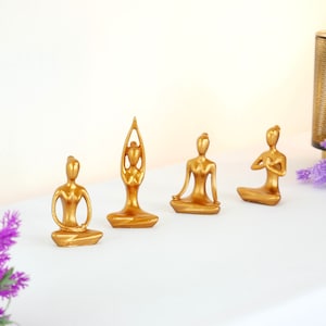 Yoga Figurenset 4er *Yoga Figuren Set Gold* Deko Figuren Entspannung *Zeitgenössische Deko* Deko Yogastudio *Yoga Geschenkidee*