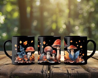 Keramiktasse  - Pilze im Cottagecore *330ml (11oz)* Geschenk für Naturliebhaber *Vintage Pilzedesign_2* Pilzsammlung *Geschenk Pilz Becher*