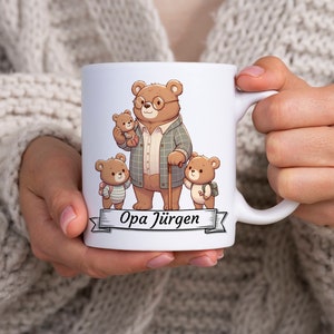 Personalisierte Tasse mit Name 330ml (11 oz) *personalisierter Becher für Opa* Wunschname* Motiv Opa-Bär 3* Geschenk Opa*Bester Opa Tasse*