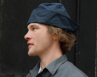 Sombrero de lluvia Frankenbonnet - Algodón encerado azul ingeniero