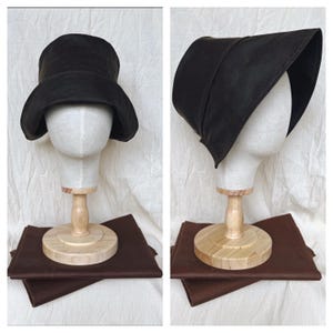 Frankenbonnet - Antique Bark Waxed Cotton - Designer Avant Garde Waterproof Oilskin Transformer Rain Fisherman Cloche Bonnet Bucket Hat