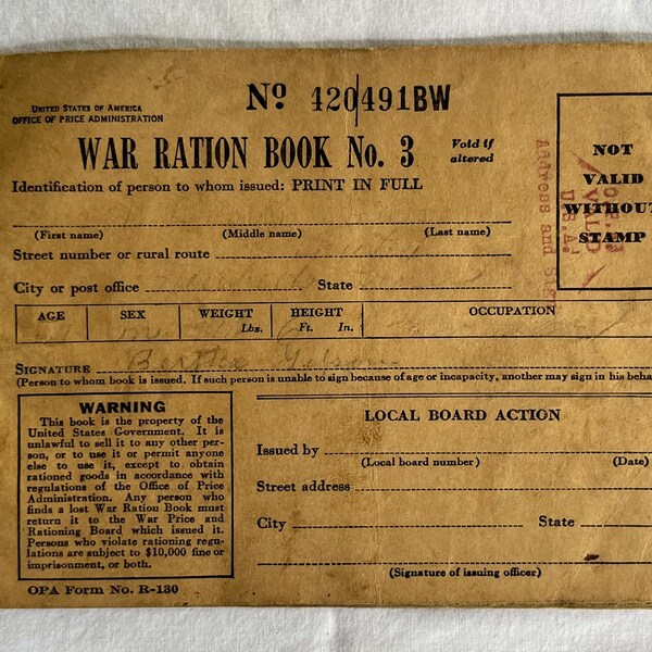 Ration Book - Etsy