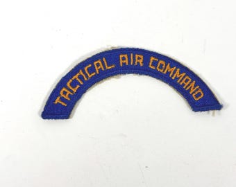 Vintage US Air Force Tactical Air Command Tab Patch Blue Gold Embroidered Military Arc