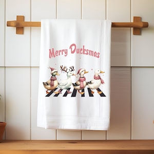 Merry Ducksmas Christmas Tea Towel, Duck Kitchen Christmas Hand Towel, Gift For Farmers, Gift For Her, Housewarming ducks gift duck lover