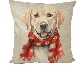 Labrador Retriever Dekokissen mit Einsatz, Perfektes Geschenk für Labrador Hundeliebhaber Hunde Person Geschenk Gemütliches Winter Wohnkultur Hunde Weihnachtskissen