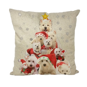 Weihnachten Westies Dekokissenbezug, perfektes Geschenk für Westie-Liebhaber, Geschenk für sie, Westie Mum, West Highland Terrier Dekor,