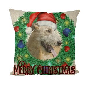 Irish Wofhound Christmas Throw Pillow with Insert, Gift For Her, Irish Wolfhound Lover, Wolfhound Mom