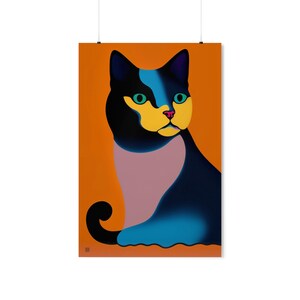 Abstract Cat Premium Matte Vertical Poster, Cat Wall Art, Abstract Cat Print, Printable Wall Art, Unique Home Decor