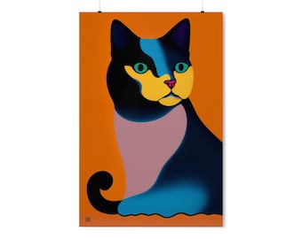 Abstract Cat Premium Matte Vertical Poster, Cat Wall Art, Abstract Cat Print, Printable Wall Art, Unique Home Decor