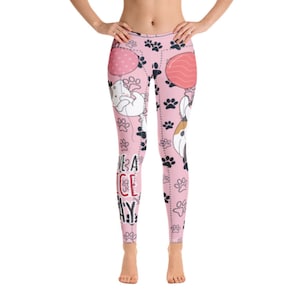 Fun cute pink paw print Leggings, fun leggings, cute leggings, yoga leggings, workout leggings