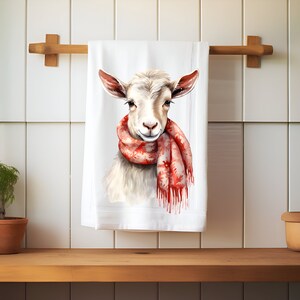 Geschirrtuch Ziege Schal, Bauernhof Haus Dekor, Geschenk für Ziege-Liebhaber, Geschenk für sie, Bauernhof Tiere, Ziegen, Hauseinweihung Geschenk, Ziege Küchentuch
