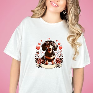 Dackel-Hund-Valentinsgruß-T-Shirt, Weiner Hunde-T-Stück, perfektes Valentinsgruß-Geschenk für Dackel-Liebhaber! Geschenk für Sie Ihn, Dackel Mom Dad, Dackel