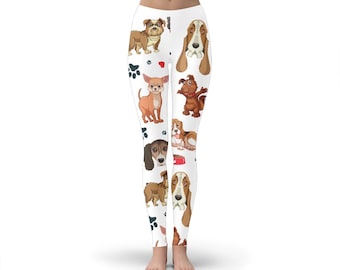 Cute dog Leggings, Womens Leggings, Dog Lover Gift, Yoga Leggings, Dog Lover Leggings