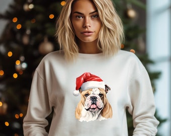 Bulldog Christmas Unisex Sweatshirt, Perfect Gift For Bulldog Lovers and Bulldog Moms, Bulldog Gifts, English Bulldogs