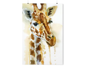 Giraffe Print Premium Matte Poster, Vertical Wall Art Decor, Nursery Animal Print, Giraffe Art, Gift for Giraffe Lovers