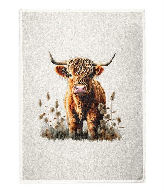 Vansolinne Küchentücher Mit Highland-Kuh-Motiv – 4 Stück, Weich & Saugfähig, 40x60 Cm, Perfekt Für Rustikale Küche & Als Geschenk