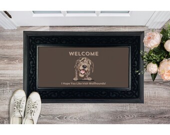 Paillasson robuste de bienvenue Irish Wolfhound, cadeau parfait pour les amoureux des lévriers irlandais, cadeaux Irish Wolfhound